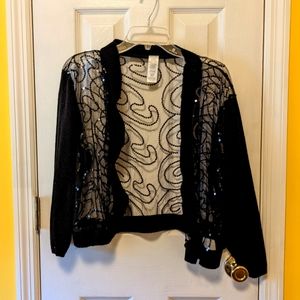 Ladies sheer black cardigan, size 1x/2x